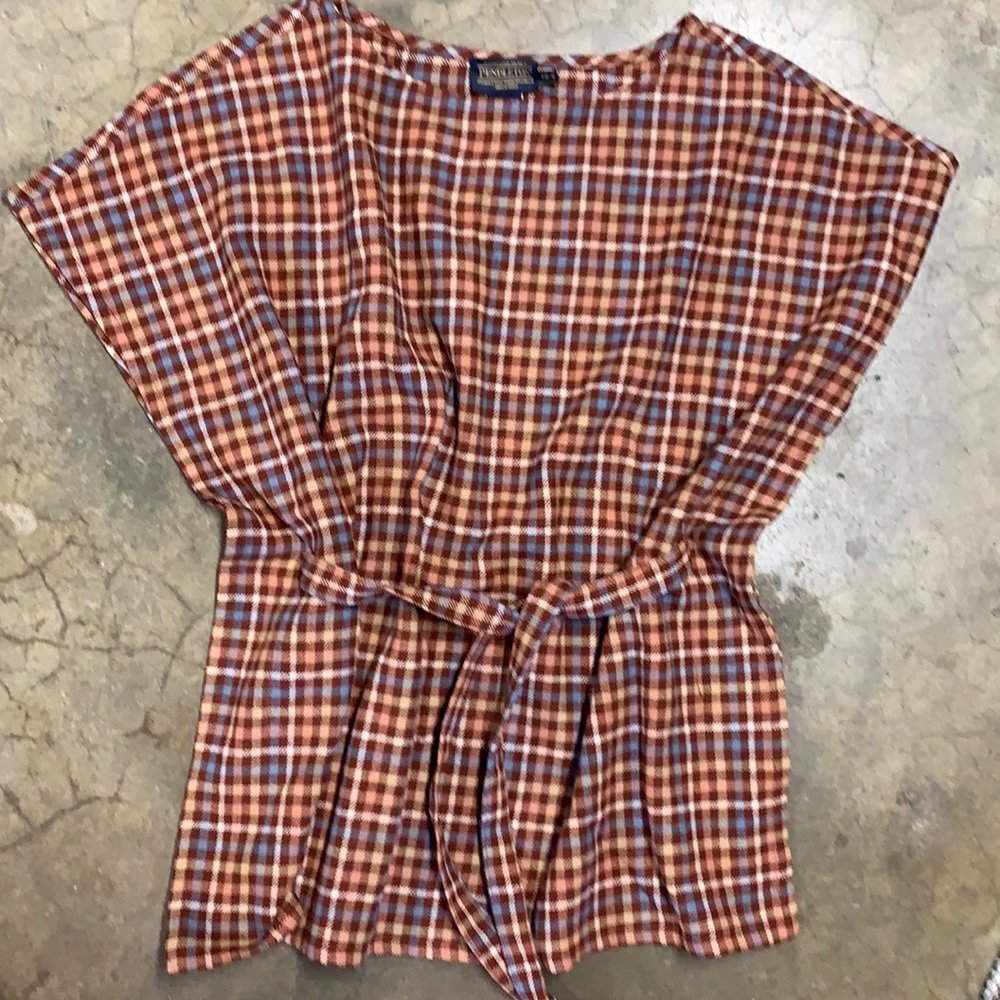 Pendleton wool top/poncho with belt